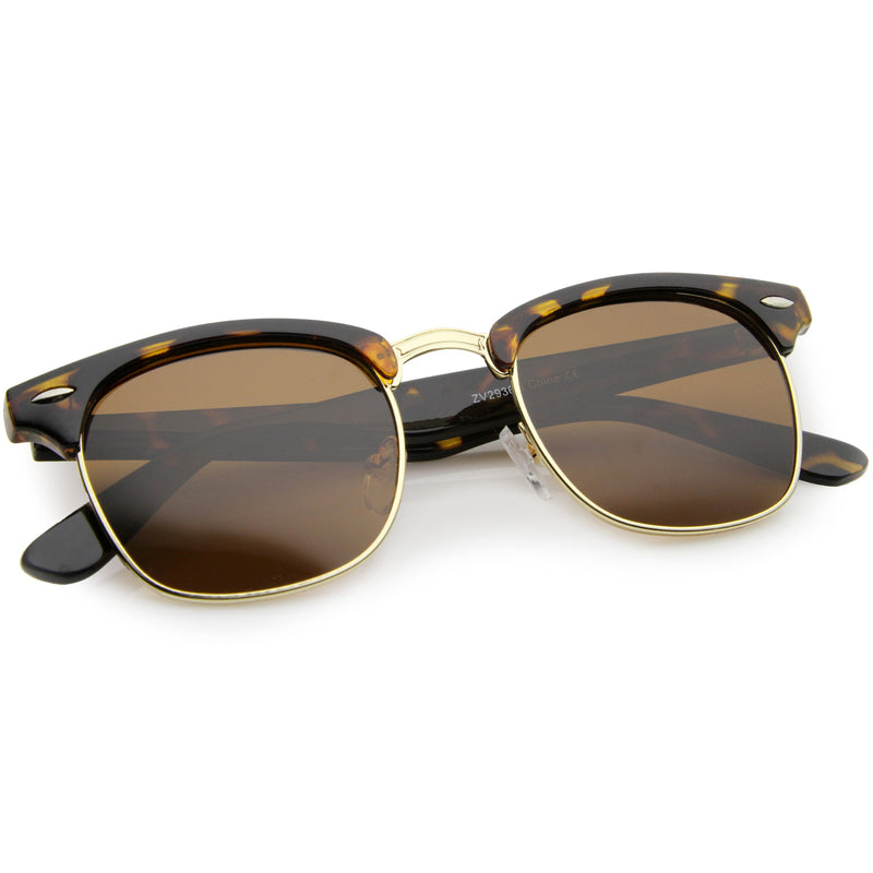 zeroUV Polarized Horn Rimmed Semi Rimless Sunglasses Square Lens C773 Sunglasses White Smoke Black Gold / Smoke Polarized,Black Silver / Smoke Polarized,Tortoise Gold / Brown Polarized,Matte Black Silver / Yellow Polarized,Shiny Black Silver / Yellow Polarized