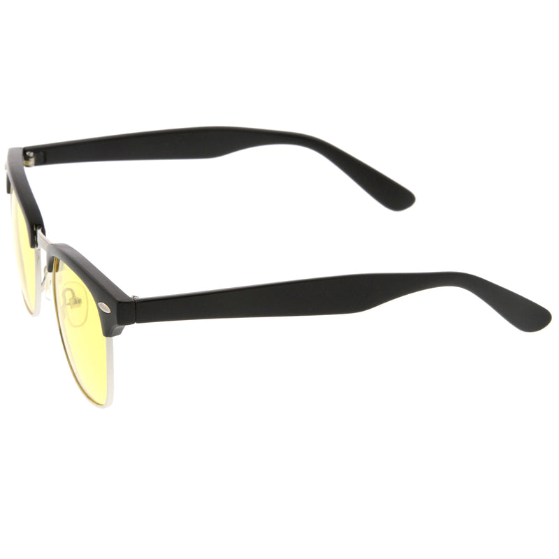 zeroUV Polarized Horn Rimmed Semi Rimless Sunglasses Square Lens C773 Sunglasses White Smoke Black Gold / Smoke Polarized,Black Silver / Smoke Polarized,Tortoise Gold / Brown Polarized,Matte Black Silver / Yellow Polarized,Shiny Black Silver / Yellow Polarized