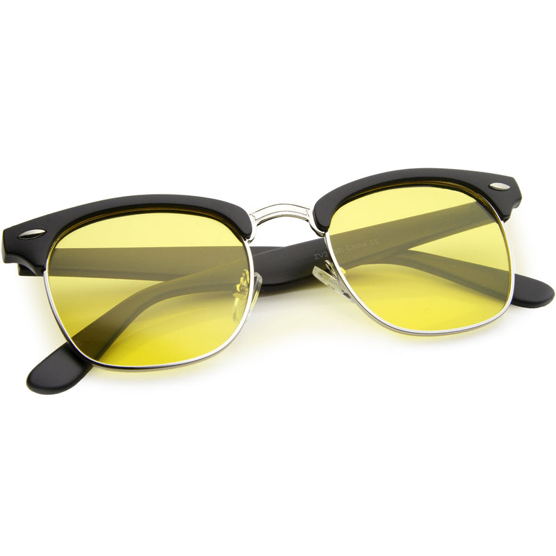 zeroUV Polarized Horn Rimmed Semi Rimless Sunglasses Square Lens C773 Sunglasses White Smoke Black Gold / Smoke Polarized,Black Silver / Smoke Polarized,Tortoise Gold / Brown Polarized,Matte Black Silver / Yellow Polarized,Shiny Black Silver / Yellow Polarized