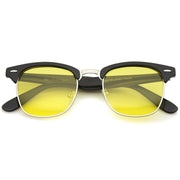 zeroUV Polarized Horn Rimmed Semi Rimless Sunglasses Square Lens C773 Sunglasses White Smoke Shiny Black Silver / Yellow Polarized