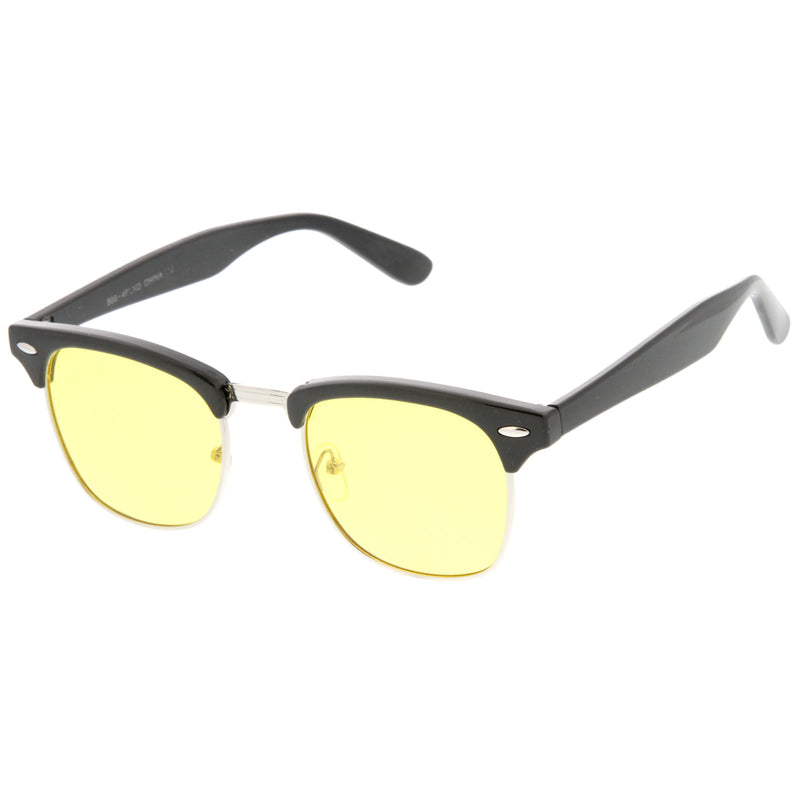 zeroUV Polarized Horn Rimmed Semi Rimless Sunglasses Square Lens C773 Sunglasses White Smoke Black Gold / Smoke Polarized,Black Silver / Smoke Polarized,Tortoise Gold / Brown Polarized,Matte Black Silver / Yellow Polarized,Shiny Black Silver / Yellow Polarized