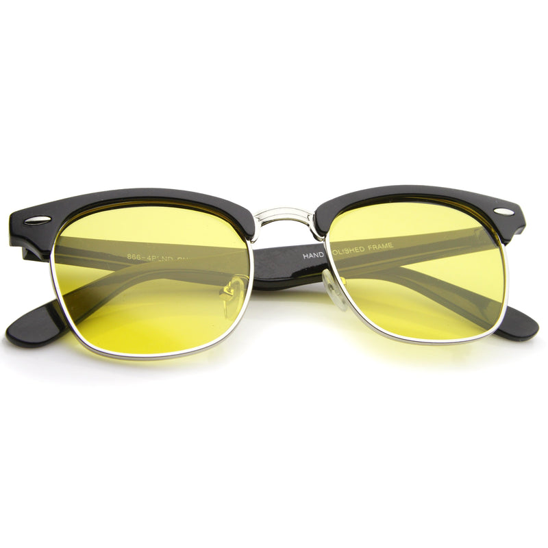 zeroUV Polarized Horn Rimmed Semi Rimless Sunglasses Square Lens C773 Sunglasses White Smoke Black Gold / Smoke Polarized,Black Silver / Smoke Polarized,Tortoise Gold / Brown Polarized,Matte Black Silver / Yellow Polarized,Shiny Black Silver / Yellow Polarized
