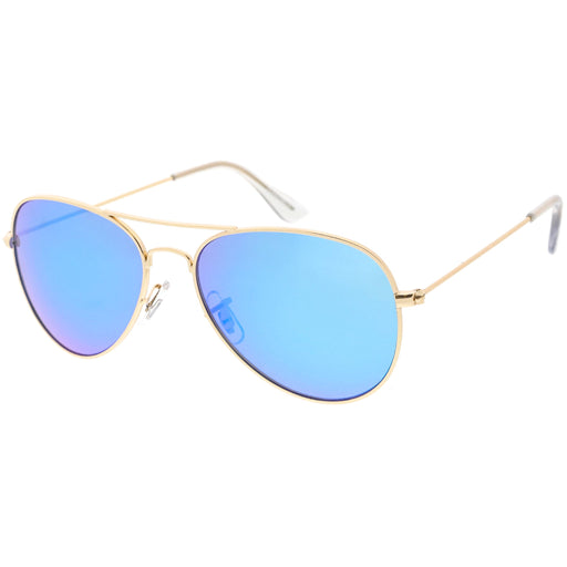 zeroUV Classic Metal Colored Mirror Lens Aviator Sunglasses C775 Sunglasses White Smoke Gold / Green Mirror,Gold / Blue Mirror,Gold / Orange Mirror,Gold / Yellow Mirror
