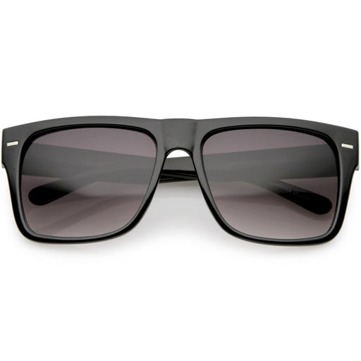 zeroUV Retro Square Neutral Colored Lens Horn Rimmed Sunglasses C785 Sunglasses Dim Gray Shiny Black / Lavender