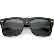 zeroUV Retro Square Neutral Colored Lens Horn Rimmed Sunglasses C785 Sunglasses Dim Gray Shiny Black / Smoke