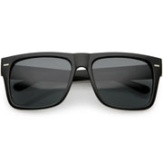 zeroUV Retro Square Neutral Colored Lens Horn Rimmed Sunglasses C785 Sunglasses Dark Slate Gray Matte Black / Smoke