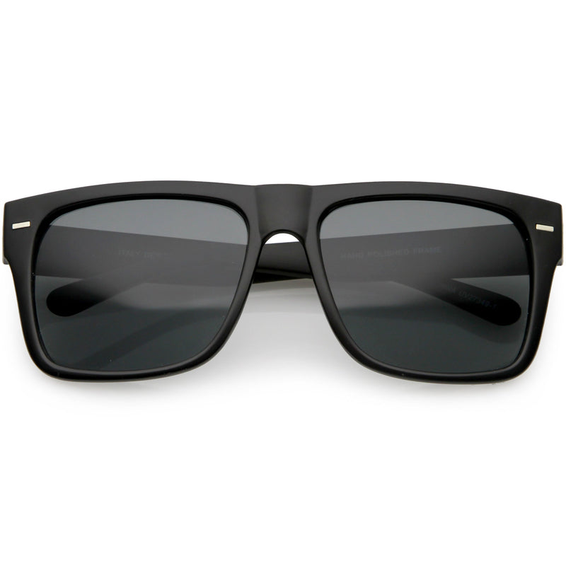 zeroUV Retro Square Neutral Colored Lens Horn Rimmed Sunglasses C785 Sunglasses Dark Slate Gray Matte Black / Smoke