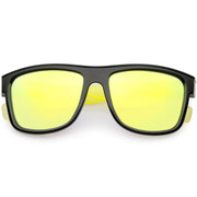zeroUV Radical Retro Skater Horned Rim Flash Mirrored Sunglasses C787 Sunglasses Khaki Black Yellow Yellow,Black Red Red Mirror,Black Grey Blue Mirror,Tortoise Green Green Mirror