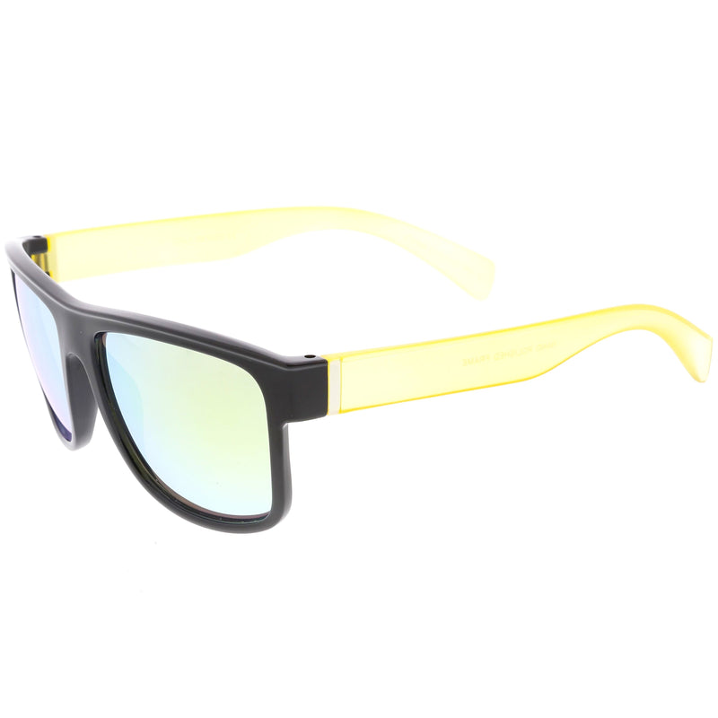 zeroUV Radical Retro Skater Horned Rim Flash Mirrored Sunglasses C787 Sunglasses White Smoke Black Yellow Yellow,Black Red Red Mirror,Black Grey Blue Mirror,Tortoise Green Green Mirror