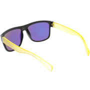 zeroUV Radical Retro Skater Horned Rim Flash Mirrored Sunglasses C787 Sunglasses White Smoke Black Yellow Yellow,Black Red Red Mirror,Black Grey Blue Mirror,Tortoise Green Green Mirror
