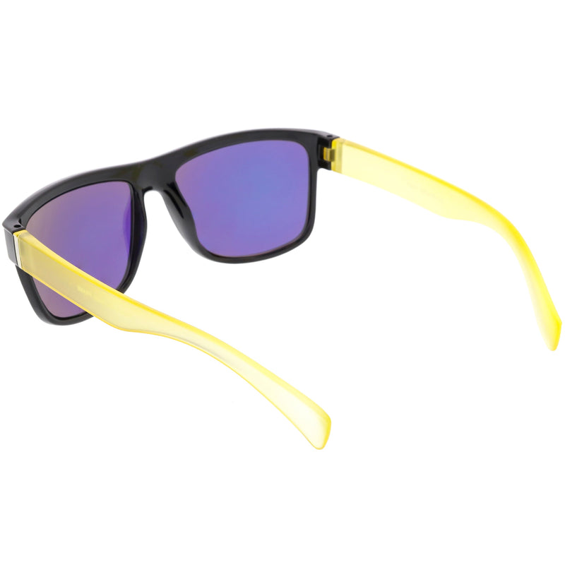 zeroUV Radical Retro Skater Horned Rim Flash Mirrored Sunglasses C787 Sunglasses White Smoke Black Yellow Yellow,Black Red Red Mirror,Black Grey Blue Mirror,Tortoise Green Green Mirror