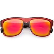 zeroUV Radical Retro Skater Horned Rim Flash Mirrored Sunglasses C787 Sunglasses White Smoke Black Red Red Mirror