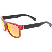 zeroUV Radical Retro Skater Horned Rim Flash Mirrored Sunglasses C787 Sunglasses White Smoke Black Yellow Yellow,Black Red Red Mirror,Black Grey Blue Mirror,Tortoise Green Green Mirror
