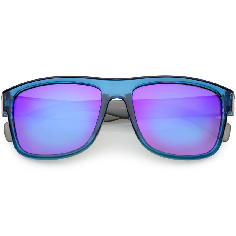 zeroUV Radical Retro Skater Horned Rim Flash Mirrored Sunglasses C787 Sunglasses White Smoke Black Grey Blue Mirror
