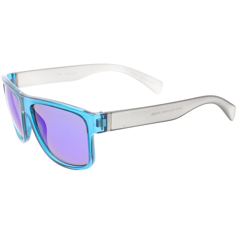 zeroUV Radical Retro Skater Horned Rim Flash Mirrored Sunglasses C787 Sunglasses White Smoke Black Yellow Yellow,Black Red Red Mirror,Black Grey Blue Mirror,Tortoise Green Green Mirror