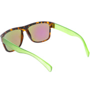 zeroUV Radical Retro Skater Horned Rim Flash Mirrored Sunglasses C787 Sunglasses White Smoke Black Yellow Yellow,Black Red Red Mirror,Black Grey Blue Mirror,Tortoise Green Green Mirror