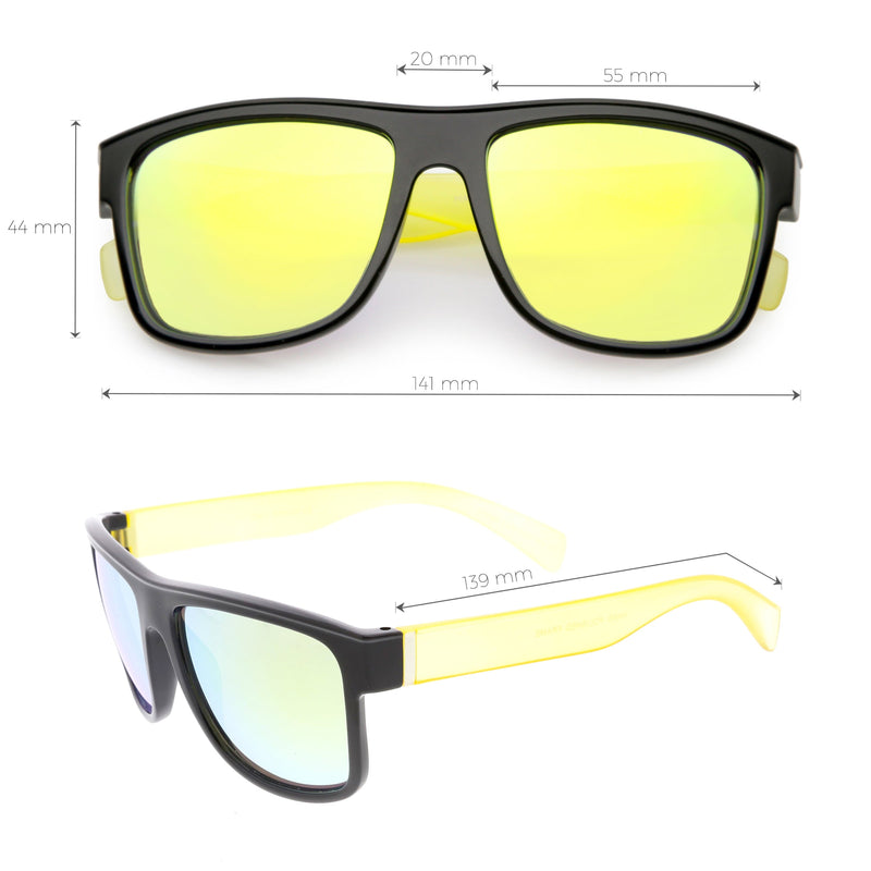 zeroUV Radical Retro Skater Horned Rim Flash Mirrored Sunglasses C787 Sunglasses White Smoke Black Yellow Yellow,Black Red Red Mirror,Black Grey Blue Mirror,Tortoise Green Green Mirror