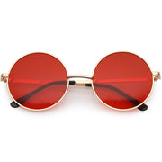 zeroUV Retro Hippie Round Color Tone Metal Sunglasses 9892 Sunglasses White Smoke Gold / Red