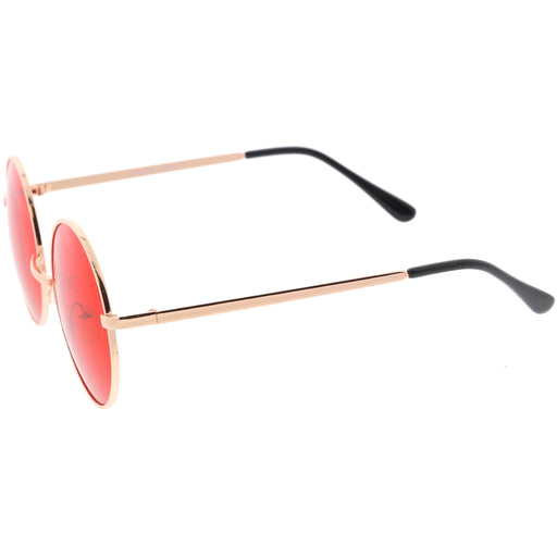 zeroUV Retro Hippie Round Color Tone Metal Sunglasses 9892 Sunglasses White Smoke Gold / Red,Gold / Green,Gold / Purple,Gold / Blue,Gold / Pink,Mixed Promo Box,Black / Red,Black / Blue