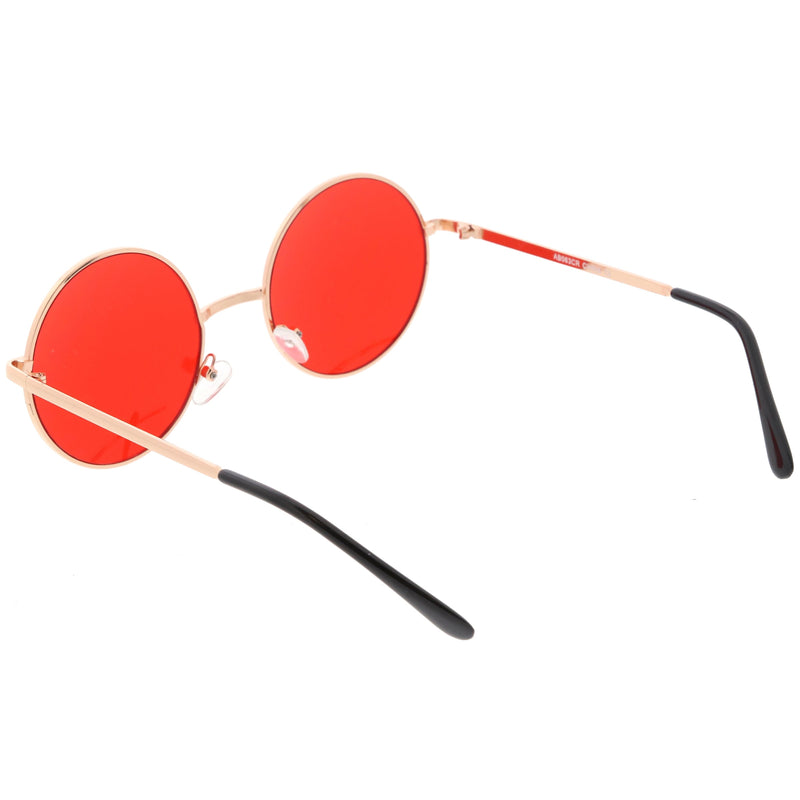zeroUV Retro Hippie Round Color Tone Metal Sunglasses 9892 Sunglasses White Smoke Gold / Red,Gold / Green,Gold / Purple,Gold / Blue,Gold / Pink,Mixed Promo Box,Black / Red,Black / Blue