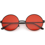 zeroUV Retro Hippie Round Color Tone Metal Sunglasses 9892 Sunglasses White Smoke Black / Red