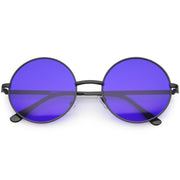 zeroUV Retro Hippie Round Color Tone Metal Sunglasses 9892 Sunglasses White Smoke Black / Blue