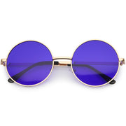 zeroUV Retro Hippie Round Color Tone Metal Sunglasses 9892 Sunglasses White Smoke Gold / Blue