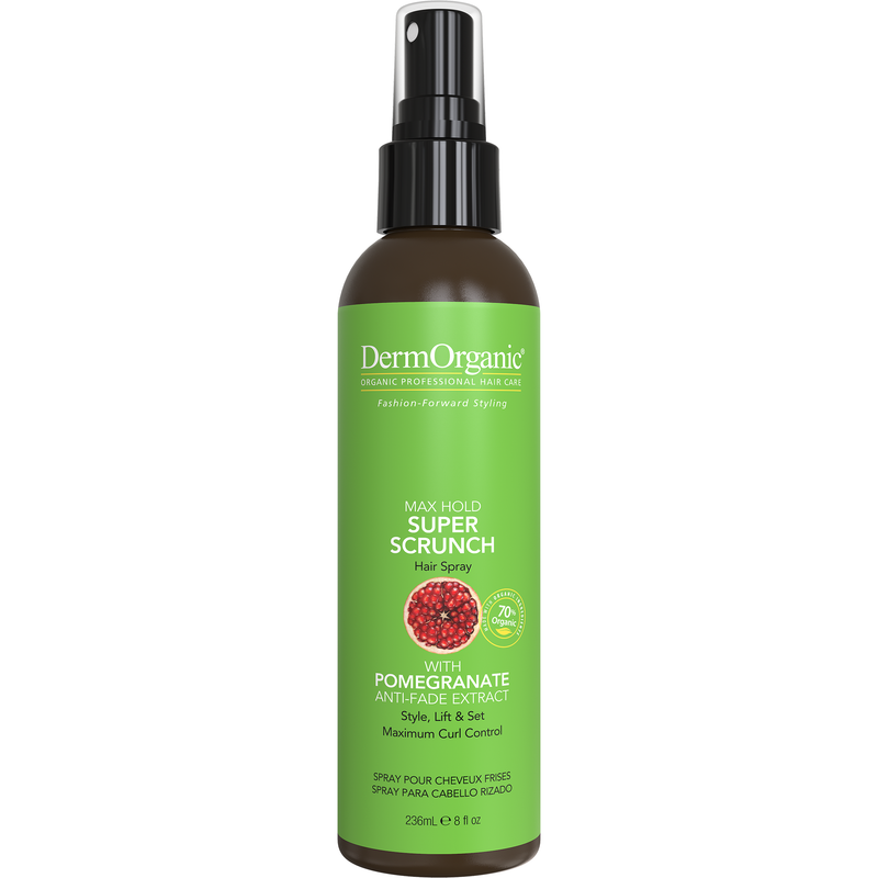 DermOrganic Official Shop Super Scrunch Max Hold Hairspray Styling Yellow Green 8 fl oz (236ml)