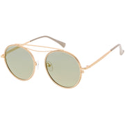 zeroUV Retro Polarized Round Metal Aviator Mirrored Lens Sunglasses C821 Sunglasses White Smoke Gold Peach Mirror,Pink Pink Mirror,Gold Gold Mirror,Black Smoke,Silver Silver Mirror,Silver Blue Mirror