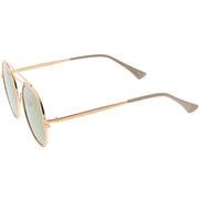 zeroUV Retro Polarized Round Metal Aviator Mirrored Lens Sunglasses C821 Sunglasses White Smoke Gold Peach Mirror,Pink Pink Mirror,Gold Gold Mirror,Black Smoke,Silver Silver Mirror,Silver Blue Mirror