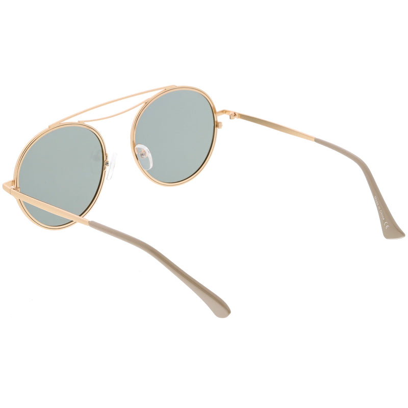 zeroUV Retro Polarized Round Metal Aviator Mirrored Lens Sunglasses C821 Sunglasses White Smoke Gold Peach Mirror,Pink Pink Mirror,Gold Gold Mirror,Black Smoke,Silver Silver Mirror,Silver Blue Mirror