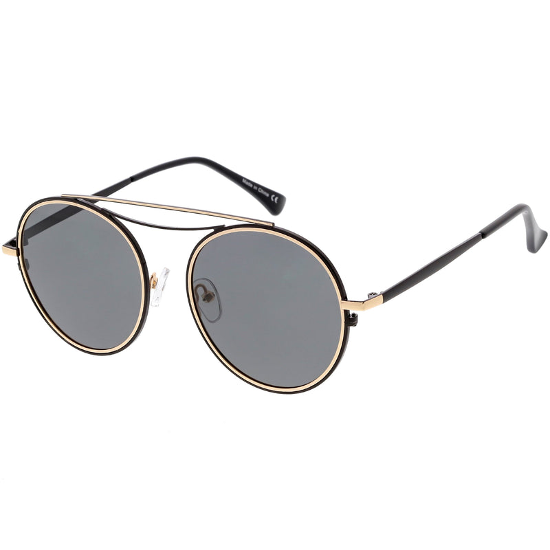 zeroUV Retro Polarized Round Metal Aviator Mirrored Lens Sunglasses C821 Sunglasses White Smoke Gold Peach Mirror,Pink Pink Mirror,Gold Gold Mirror,Black Smoke,Silver Silver Mirror,Silver Blue Mirror