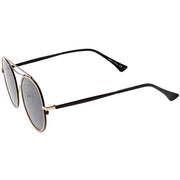 zeroUV Retro Polarized Round Metal Aviator Mirrored Lens Sunglasses C821 Sunglasses White Smoke Gold Peach Mirror,Pink Pink Mirror,Gold Gold Mirror,Black Smoke,Silver Silver Mirror,Silver Blue Mirror