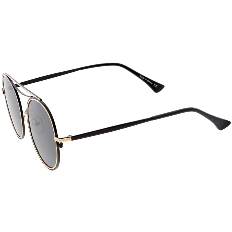 zeroUV Retro Polarized Round Metal Aviator Mirrored Lens Sunglasses C821 Sunglasses White Smoke Gold Peach Mirror,Pink Pink Mirror,Gold Gold Mirror,Black Smoke,Silver Silver Mirror,Silver Blue Mirror