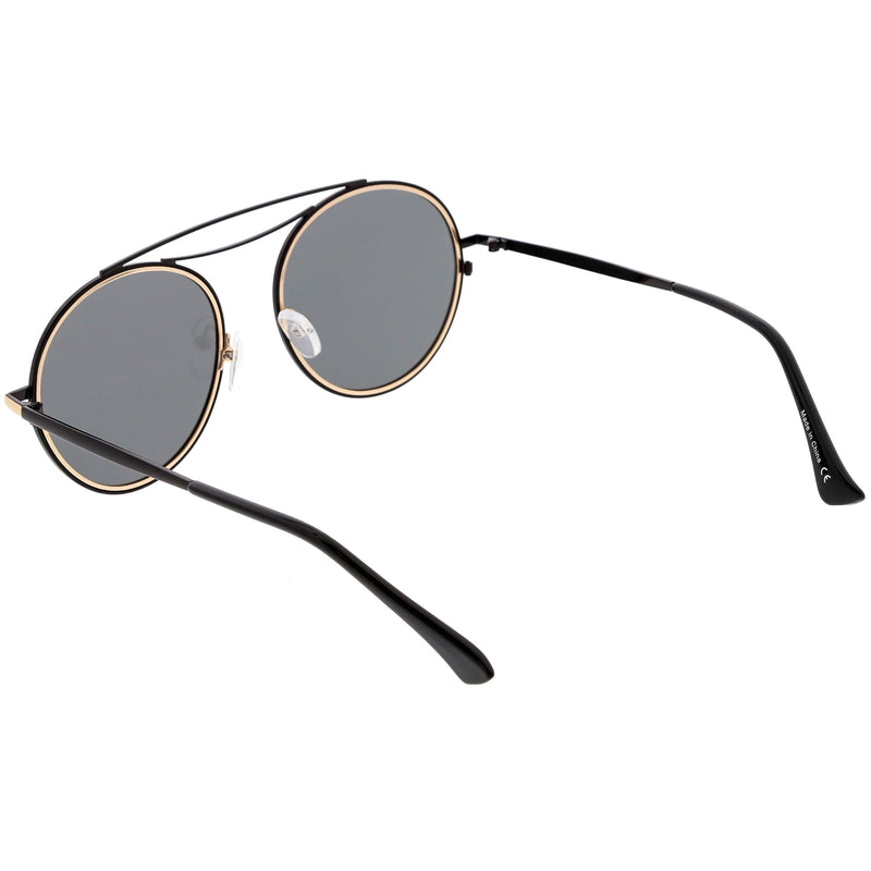 zeroUV Retro Polarized Round Metal Aviator Mirrored Lens Sunglasses C821 Sunglasses White Smoke Gold Peach Mirror,Pink Pink Mirror,Gold Gold Mirror,Black Smoke,Silver Silver Mirror,Silver Blue Mirror