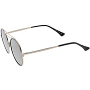 zeroUV Retro Polarized Round Metal Aviator Mirrored Lens Sunglasses C821 Sunglasses White Smoke Gold Peach Mirror,Pink Pink Mirror,Gold Gold Mirror,Black Smoke,Silver Silver Mirror,Silver Blue Mirror