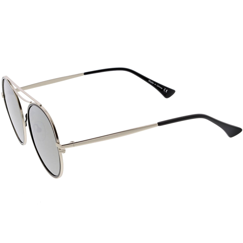 zeroUV Retro Polarized Round Metal Aviator Mirrored Lens Sunglasses C821 Sunglasses White Smoke Gold Peach Mirror,Pink Pink Mirror,Gold Gold Mirror,Black Smoke,Silver Silver Mirror,Silver Blue Mirror