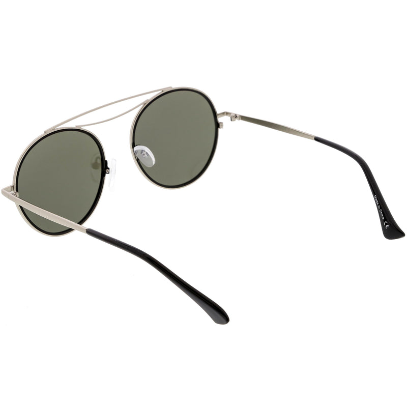 zeroUV Retro Polarized Round Metal Aviator Mirrored Lens Sunglasses C821 Sunglasses White Smoke Gold Peach Mirror,Pink Pink Mirror,Gold Gold Mirror,Black Smoke,Silver Silver Mirror,Silver Blue Mirror