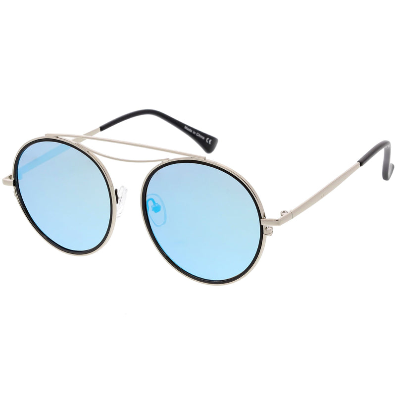zeroUV Retro Polarized Round Metal Aviator Mirrored Lens Sunglasses C821 Sunglasses White Smoke Gold Peach Mirror,Pink Pink Mirror,Gold Gold Mirror,Black Smoke,Silver Silver Mirror,Silver Blue Mirror