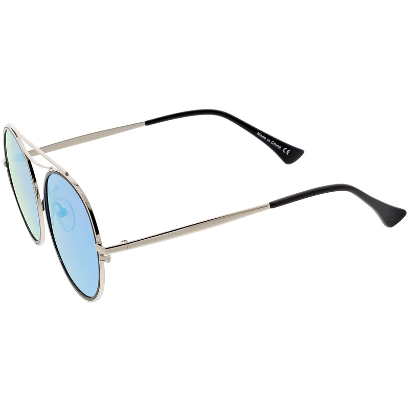 zeroUV Retro Polarized Round Metal Aviator Mirrored Lens Sunglasses C821 Sunglasses White Smoke Gold Peach Mirror,Pink Pink Mirror,Gold Gold Mirror,Black Smoke,Silver Silver Mirror,Silver Blue Mirror