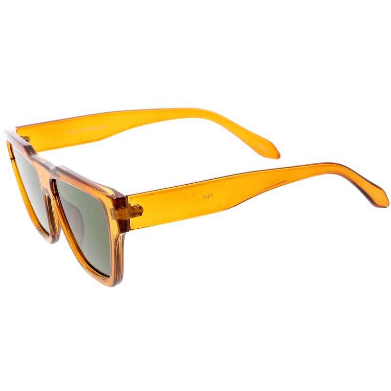 zeroUV Retro Modern Horned Rim Flat Top Square Aviator Sunglasses C920 Sunglasses White Smoke Black Smoke,Black Tortoise Lavender,Brown Green,Pink Lavender,White Lavender