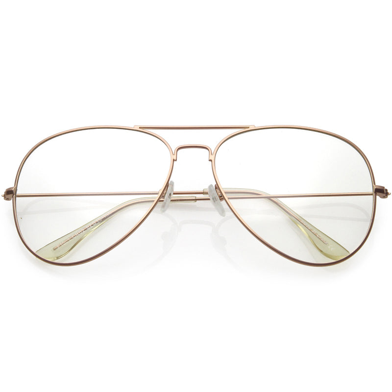 zeroUV Retro Full Metal Aviator Sunglasses With Clear Lenses Glasses 9591 Glasses White Smoke Rose Gold Clear
