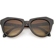zeroUV Women's Oversize Geometric Round Cat Eye Sunglasses C938 Sunglasses White Smoke Dark Tortoise Brown Gradient