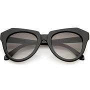 zeroUV Women's Oversize Geometric Round Cat Eye Sunglasses C938 Sunglasses White Smoke Shiny Black Lavender