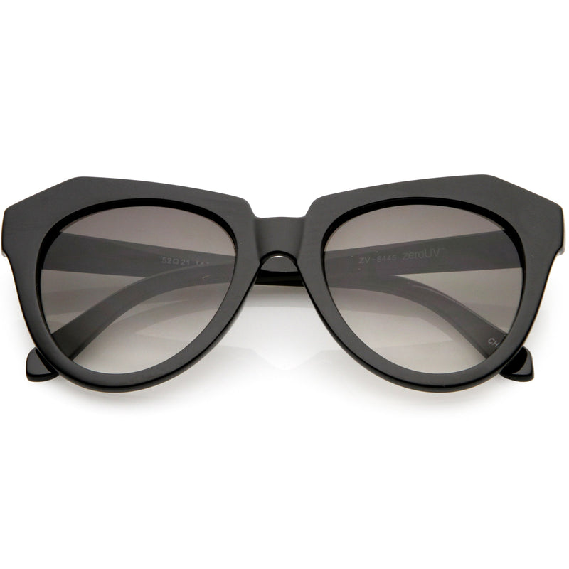 zeroUV Women's Oversize Geometric Round Cat Eye Sunglasses C938 Sunglasses White Smoke Shiny Black Lavender