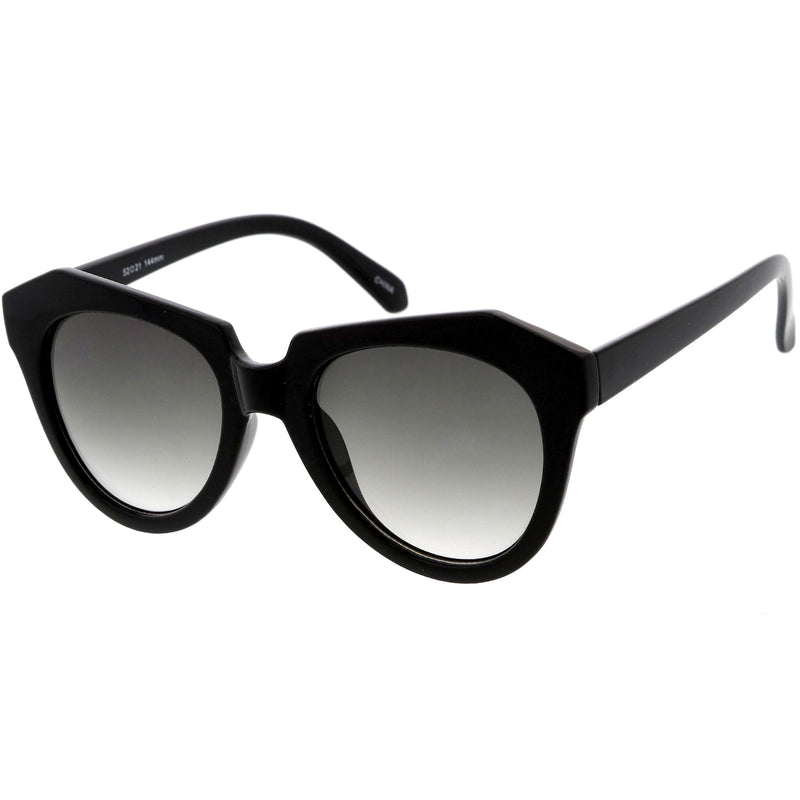 zeroUV Women's Oversize Geometric Round Cat Eye Sunglasses C938 Sunglasses White Smoke Dark Tortoise Brown Gradient,Shiny Black Lavender,Yellow Tortoise Brown,Frost White Brown Gradient,Shiny Black Smoke