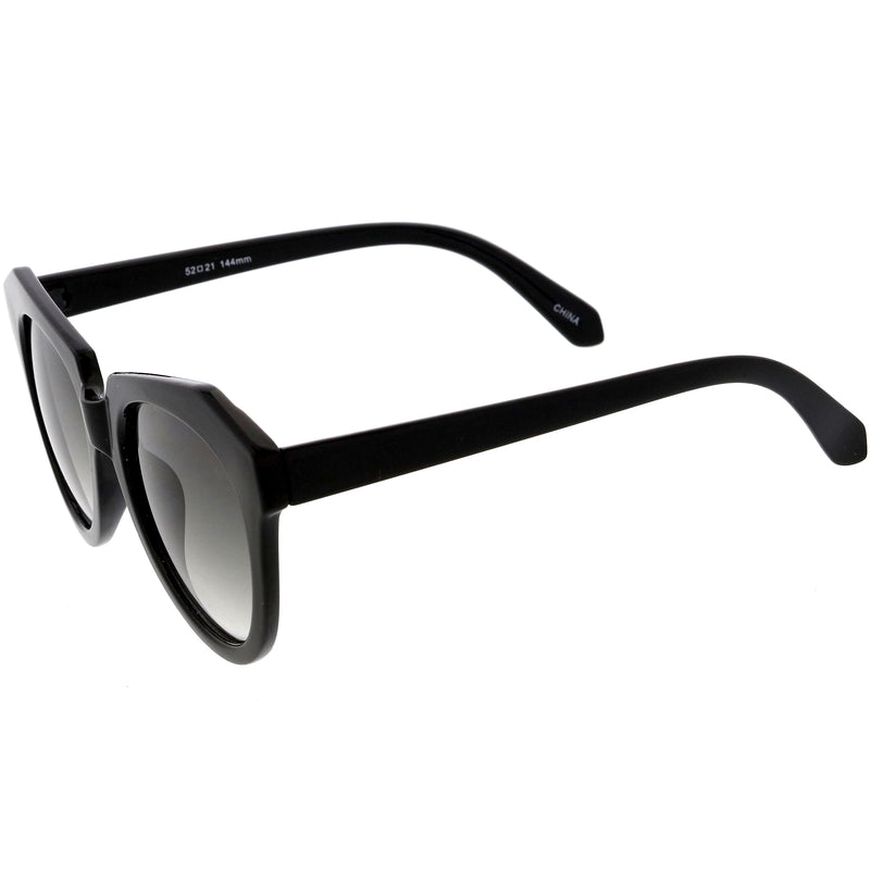 zeroUV Women's Oversize Geometric Round Cat Eye Sunglasses C938 Sunglasses White Smoke Dark Tortoise Brown Gradient,Shiny Black Lavender,Yellow Tortoise Brown,Frost White Brown Gradient,Shiny Black Smoke