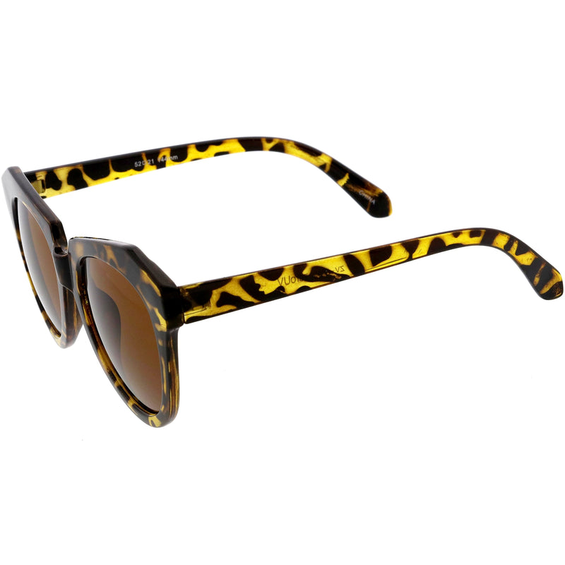 zeroUV Women's Oversize Geometric Round Cat Eye Sunglasses C938 Sunglasses White Smoke Dark Tortoise Brown Gradient,Shiny Black Lavender,Yellow Tortoise Brown,Frost White Brown Gradient,Shiny Black Smoke