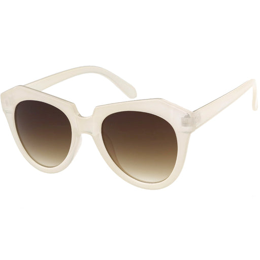 zeroUV Women's Oversize Geometric Round Cat Eye Sunglasses C938 Sunglasses White Smoke Dark Tortoise Brown Gradient,Shiny Black Lavender,Yellow Tortoise Brown,Frost White Brown Gradient,Shiny Black Smoke