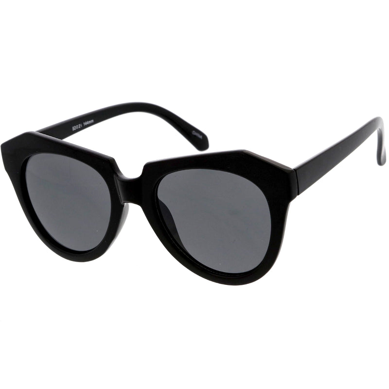 zeroUV Women's Oversize Geometric Round Cat Eye Sunglasses C938 Sunglasses White Smoke Dark Tortoise Brown Gradient,Shiny Black Lavender,Yellow Tortoise Brown,Frost White Brown Gradient,Shiny Black Smoke
